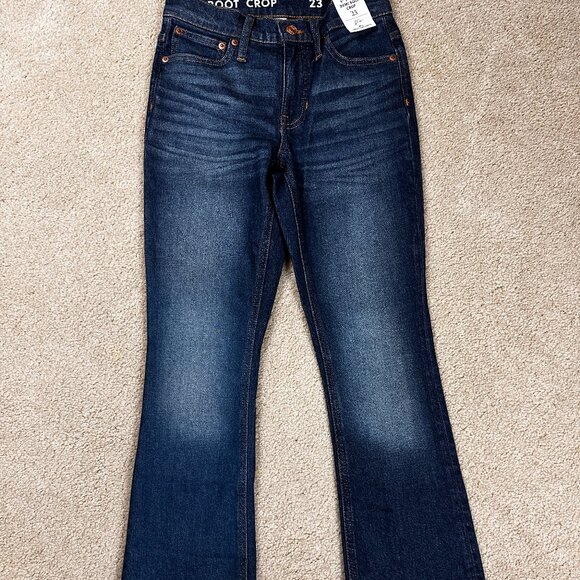J. Crew Denim - J. CREW 9" Billie Demi Boot Crop Jeans 23 Raw Frayed Hem Dark Button Fly NWT